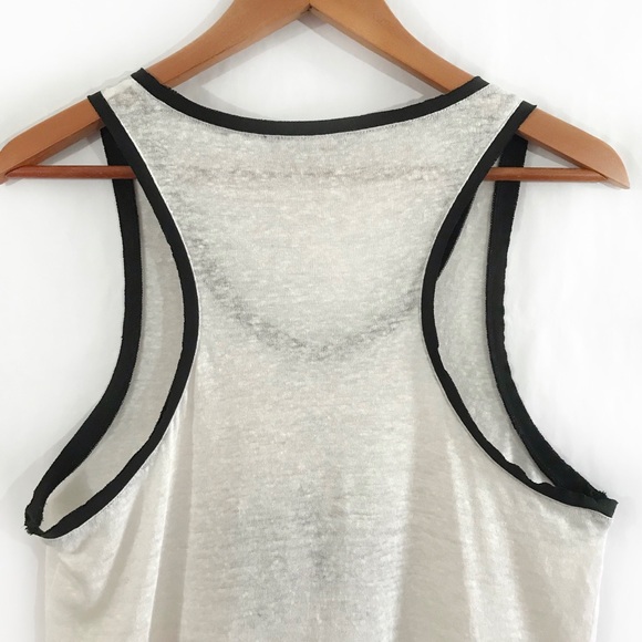 MAJE Ivory Linen Tank With 3D Design Black Trim - Picture 5 of 8